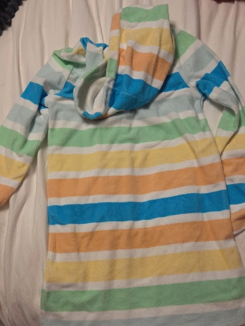 Lands' End Kids Hooded Stripe Coverup - Blue, Green, Yellow, Orange, White